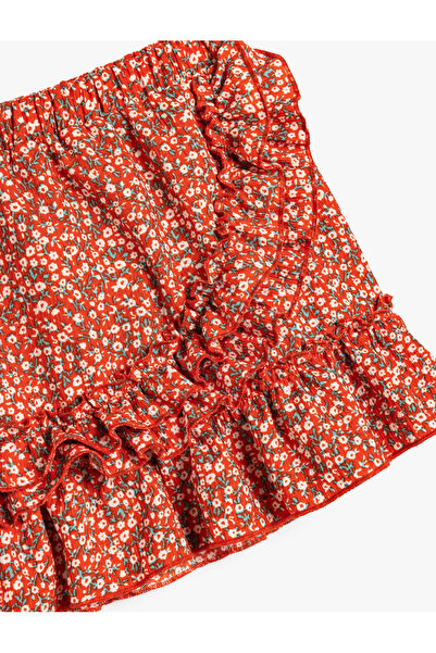 Koton Fırfır Detaylı Beli Lastikli Kruvaze Mini Etek