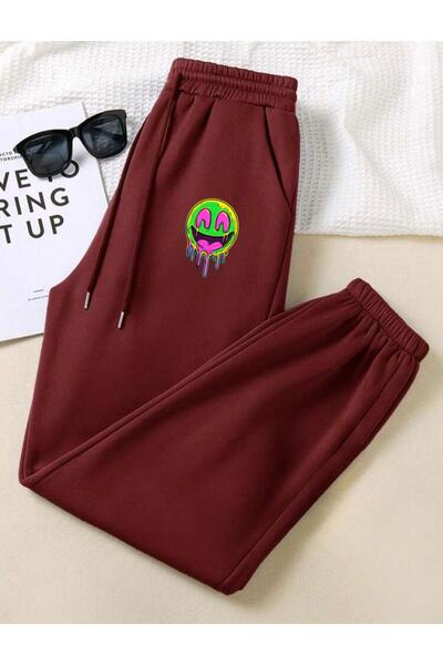 RPT MODA بنطال رياضي مريح بجيب مطاطي وطبعة وجه مبتسم من JOGGER
