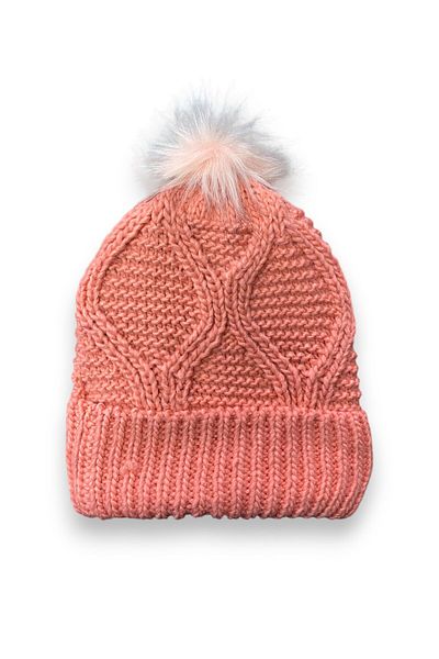 FORMO Women's Salmon Plush Pompom Winter Soft Beanie