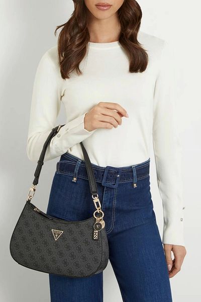 Guess Geantă de umăr Noelle Top Zip pentru femei, antracit, Hwbg7879180-clo