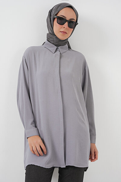 Bigdart Šedá dámská dlouhá košilová tunika 5945