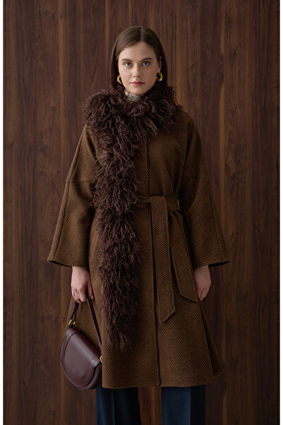 Fatma Atasoy Pelerin Balıksırtı Taba Yün Kaban