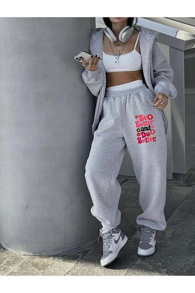RPT MODA ΦΟΡΜΑ ΆΝΕΤΗ ΠΟΔΙ ΕΛΑΣΤΙΚΗ ΤΣΕΠΗ BE BETTER PRINTED JOGGER ΠΑΝΤΕΛΟΝΙ ΦΟΡΜΑ