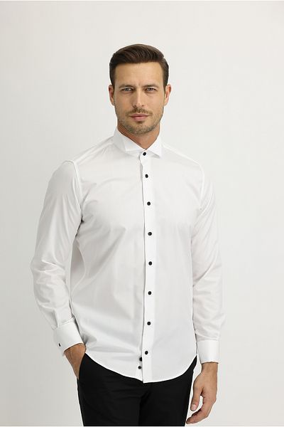 Kiğılı Long Sleeve Horse Neck Slim Fit Slim Fit Easy Care Cotton Shirt