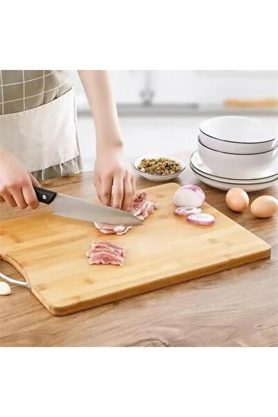 ALLEGRI Bamboo Cutting Board Metal Handle Meat Vegetable Bread Presentation B...
