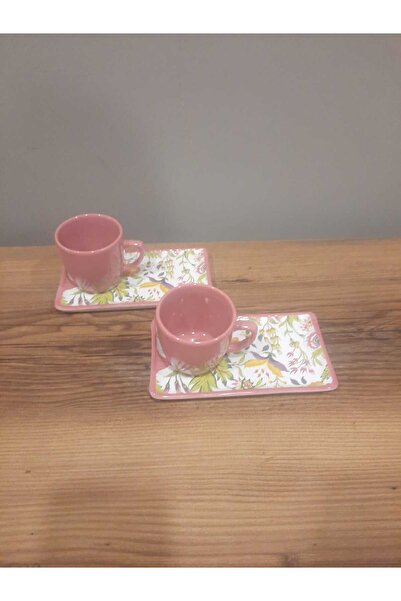 Keramika KERAMİK Doğaltaş Kahve Sunum Seti 2 Kişilik FRAMBUAZ