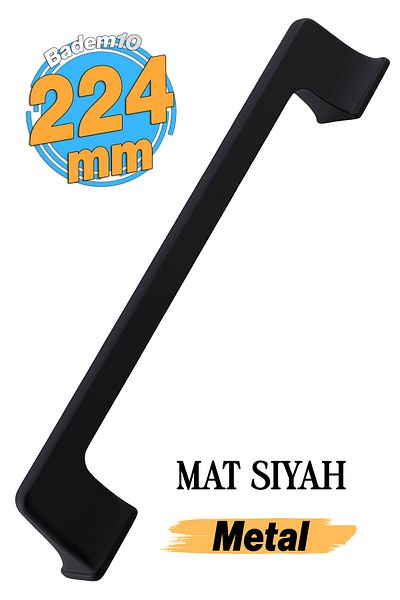 Badem10 Gediz Metal Negru Mat 224 Mm 22,4 Cm Mobilier Bucătărie Sertar Dulap Dulap Capac Mâner Mâner