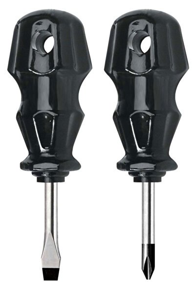 SİHİRLİ AYAKLAR 2 Adet Ucu Mıknatıslı Düz ve Yıldız Tornavida Siyah Saplı Düz ve Yıldız Uçlu Topaç Tornavida 6x35 mm