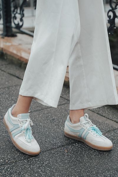Marjin Forden Blue Retro Damen-Sneaker – Sportschuhe mit doppelter Schnürung