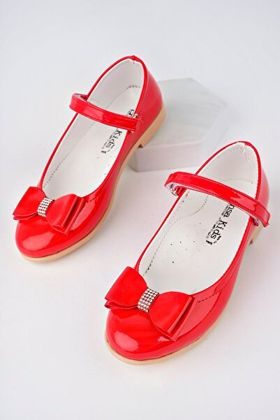 epaavm Fiyonklu Kırmızı Kız Çocuk Babet