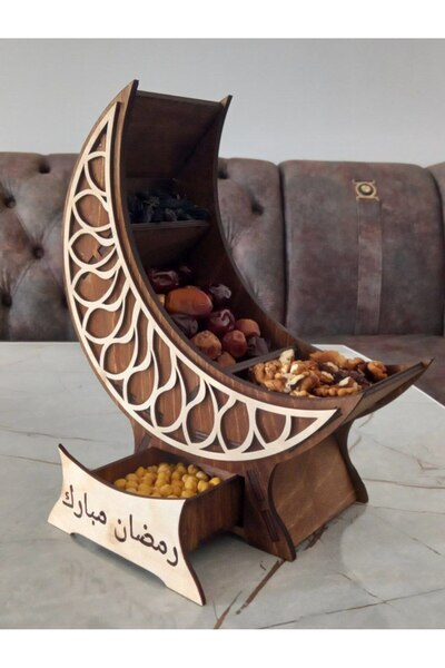ZANAAT EVİ Mubarek Ramazan Yazılı Hurmalık Çerezlik 6mm Ahşap Lazer Kesim