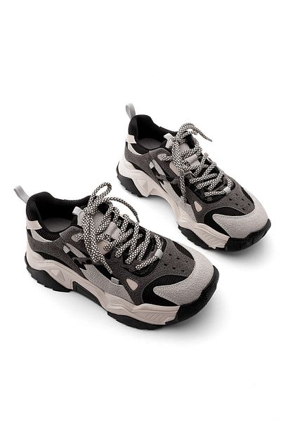 Marjin High-Sole-Sneaker für Damen - Laufschuhe zum Schnüren Edisa, Schwarz