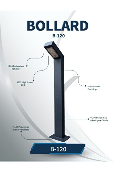 Kuantum Led Bollard, Yürüyüş Yolu, Bahçe Aydınlatması Tek Yön Antrasit Kasa 3000k(SICAK BEYAZ)