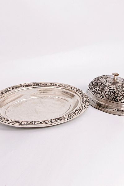 TADACAKSIN Copper Embroidered Presentation Plate with Lid (Large Size)