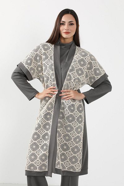 Aisha's Design Short Sleeve Lace Kimono Tunic - Sw-16