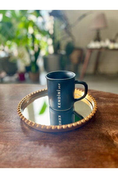 GIFT THE İSTANBUL GİFT AYNALI YUVARLAK GOLD TEPSİ 1 ADET