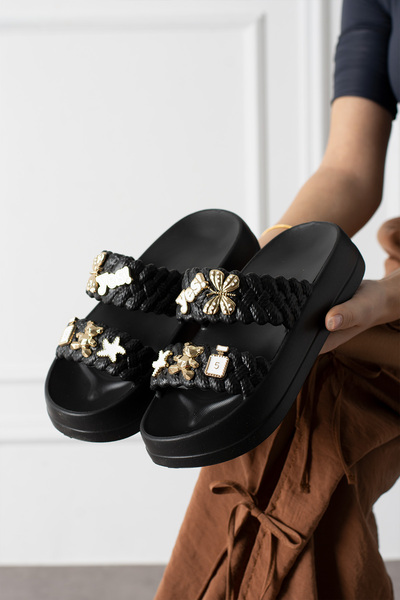 NOVİNS شبشب نسائي مريح بإبزيم أنيق ونعل عالٍ من مادة إيفا