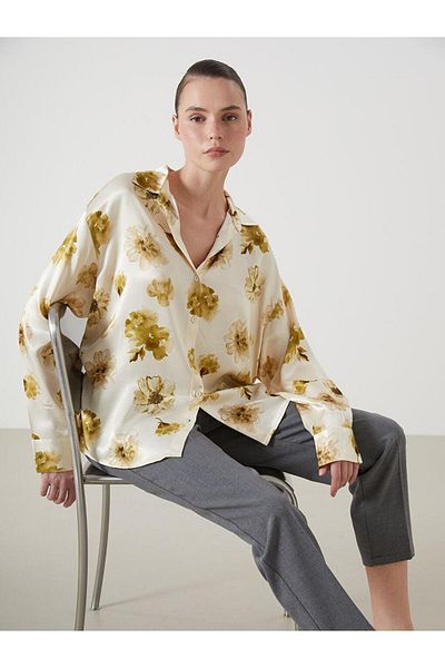 LC Waikiki Floral Oversize Γυναικείο Πουκάμισο - S5HV99Z8
