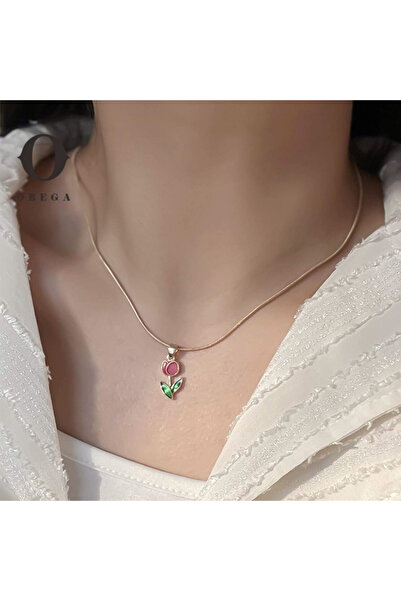 Choice قلادة أوبيجا AXL40109A على شكل زهرة أرجوانية وأوراق خضراء للنساء قلادة...