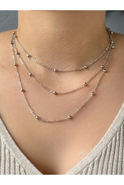 M Miel Ball Detail 3-Piece Chain Combination Necklace