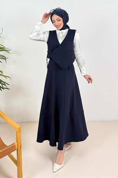 Bestenur Leris Γιλέκο Φούστα Διπλό Σετ 1346 - Navy Blue