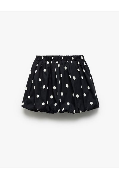 Koton Cotton Elastic Waist Polka Dot Mini Balloon Skirt