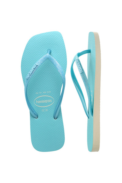 Havaianas Papuci de damă cu sclipici pătrate albastru neon