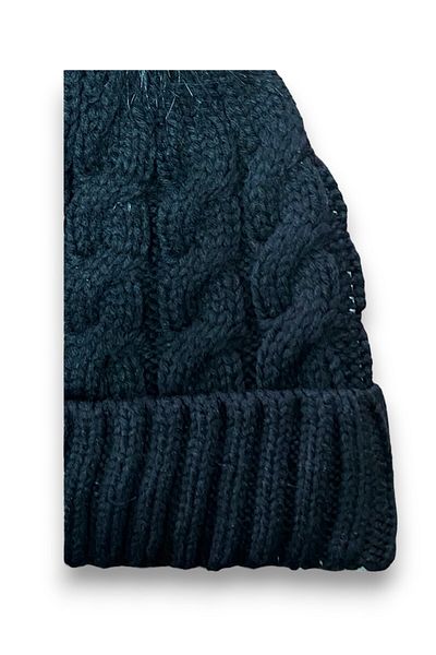 FORMO Women's Black Plush Pompom Winter Soft Beanie