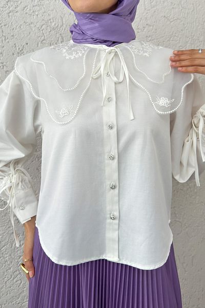 Salih Çelebi Baby Collar Short Πουκάμισο 2254 - ΛΕΥΚΟ