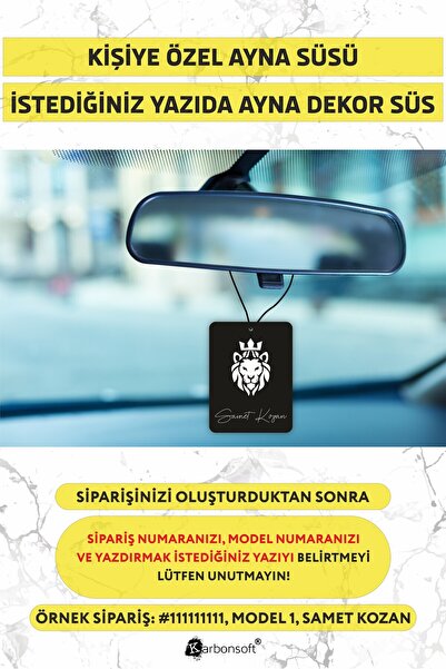 karbonsoft Kişiye Özel Çift Taraflı Baskılı Ahşap Araç Dikiz Aynası Süsü