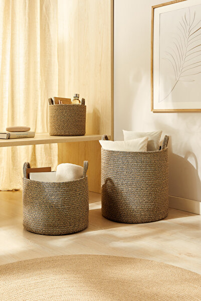 Ocean Home Textile 3-х секційний чорний кошик для зберігання білизни та іграш...