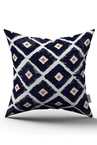 Cango Home Față de pernă cu două fețe, alb, bleumarin, modern, cu model de diamante - Cgh340-ct