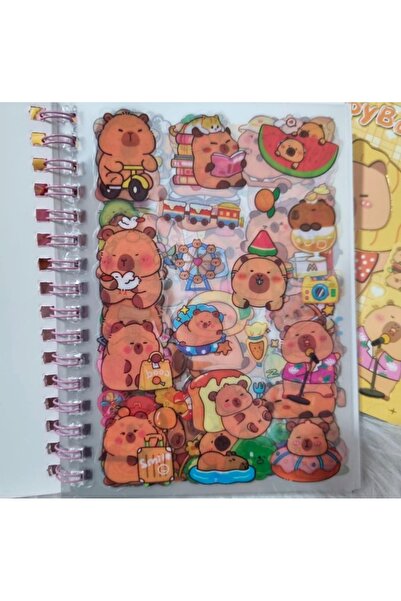 Kawai Capybara Kapibara 16 Sayfa 300 Adet Sticker Su Geçirmez ve Opak
