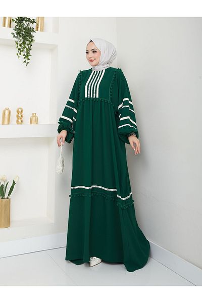 YEDİLALE Pompon Embroidered Tessettur Dress