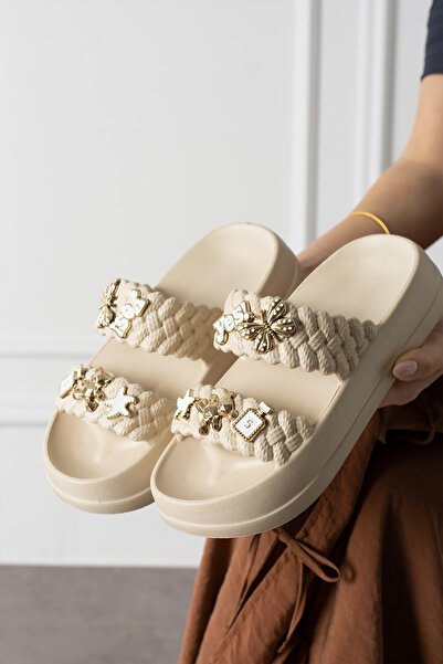 NOVİNS Papuci Eva confortabili, cu talpă înaltă, cu cataramă, eleganti