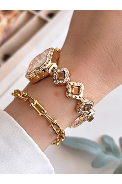 Coliseum Special Design Vintage Series Full Stone Women's Wristwatch + Bracelet Gift Cl8751.L01
