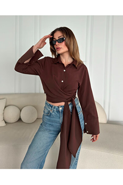 nura Дамска модна блуза с широк ръкав и връзки отпред, подходяща за хиджаб, за новия сезон