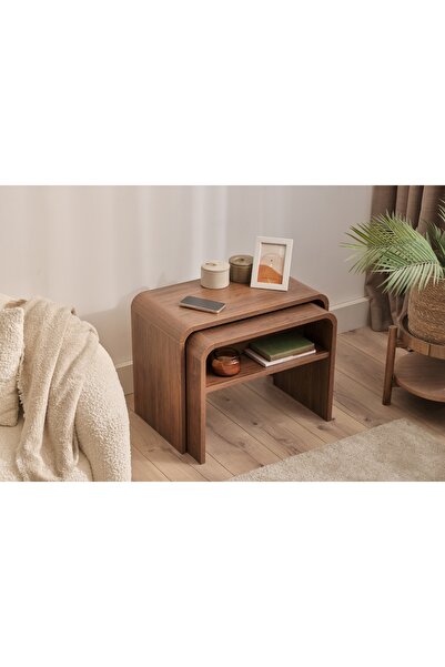 Vivense GİRONA İKİLİ C SEHPA TAKIMI, CEVİZ