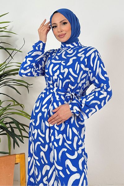 Bestenur 1359 Φόρεμα Indigo Virel υφαντό βισκόζη