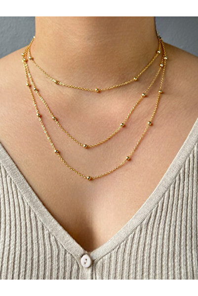 M Miel Ball Detail 3-Piece Chain Combination Necklace