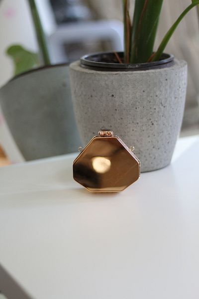 Moom Bag Gold Honeycomb Mirrored Mini Charm Bag Accessory