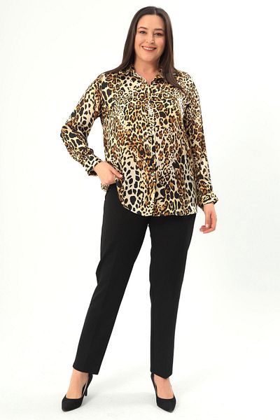 Metpoint Cămașă Trend42plus cu imprimeu digital cu model leopard de mărime mare