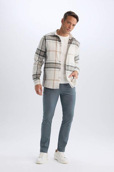 DeFacto New Season Summer Chino Canvas Textured Trousers Slim Fit Slim Fit Pockets Narrow Leg