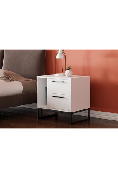 Vivense YUKON KOMODİN, BEYAZ, 2 ÇEKMECELİ