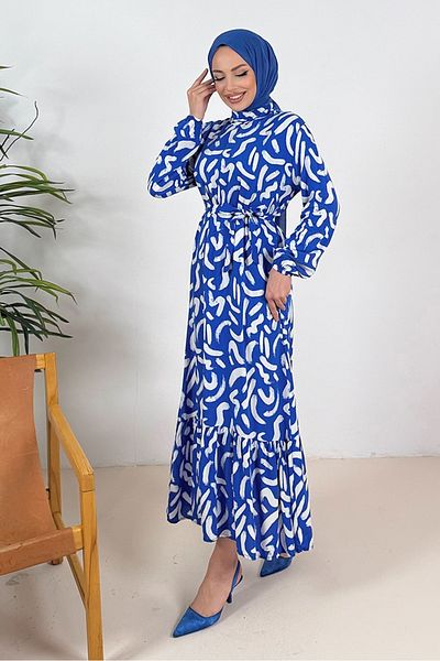 Bestenur 1359 Φόρεμα Indigo Virel υφαντό βισκόζη