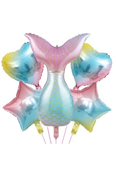 parti sürprizi Colorful Mermaid Tail Set of 5 Foil Balloons