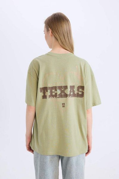 DeFacto New Season Oversize Wide Fit Crew Neck Back Print Short Sleeve T-Shirt