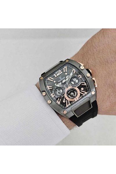 Raymond Rym-9D76 Raymond Men's Watch - Steel Cap - Silicone Line - 2-Year Guarantee