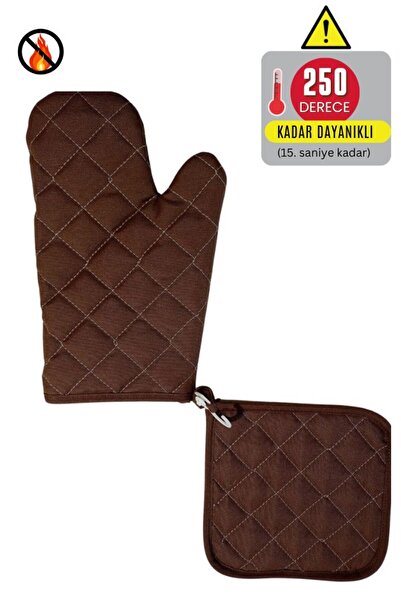 Home طقم قفازات وحاملات الفرن - (1 قفاز - 1 حامل) - مقاوم للحريق ومقاوم للحرارة