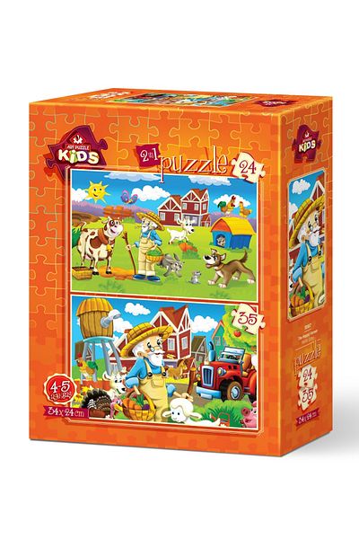 Art Puzzle Art Kids Puzzle Happy Farmer 24+35 Piece Puzzle